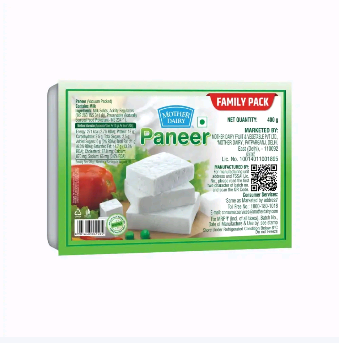 Mother Dairy Paneer Family Pack (400g)